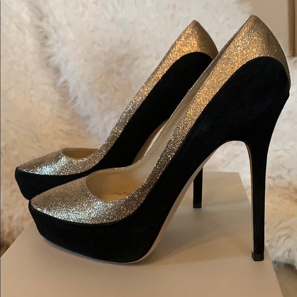 Jimmy Choo Sepia Suede/Glitter Pumps Size 37 - Picture 8 of 12